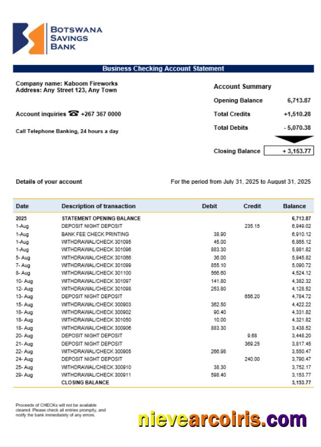 Savings Bank enterprise statement
